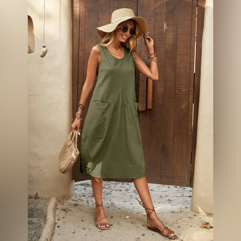 Linen blend Apron dress